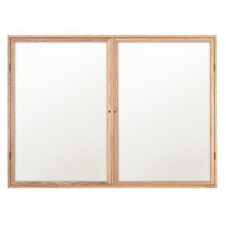 48x36 2-Door Wet/Dry Erase,White Porcelain/Cherry Frame